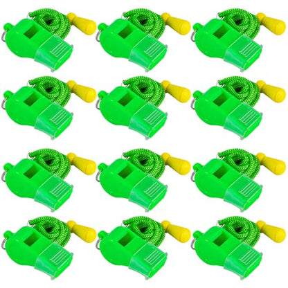12 Packs Sports Whistles with Lanyard, for Coaches, Referees and Officials - color: Green