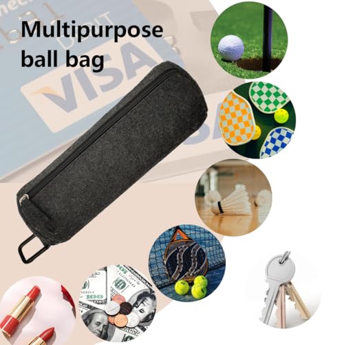 2Pcs Pickleballs Holder Bag with Metal Hook, Portable Tennis Ball Storage Bag, Pickleballs Training Equipment, Grey, Small to Medium