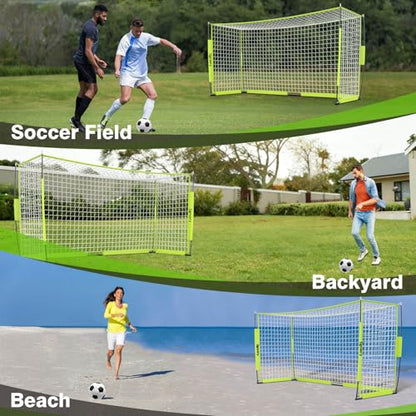 Portable Soccer Goal, Detachable 12x6 FT Soccer Goals Net for Backyard, Quick Setup Training Equipment with 1 Carry Bag, 12 Training Cones