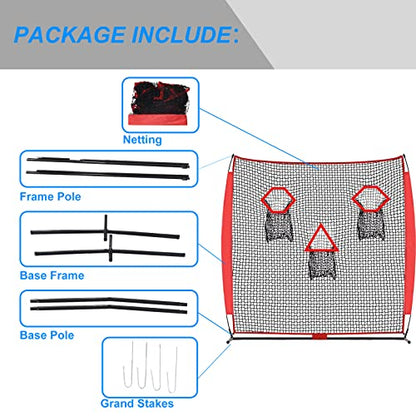 PGL Football Throwing Net - Quick Setup Practice Net Includes Carry Bag & Stable Frame and 3 Pockets - 6×6FT Quarterback Target for Improving Accuracy of Training