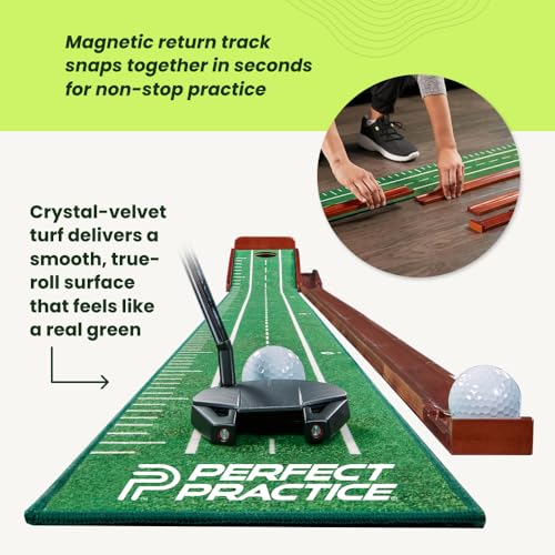 Perfect Practice Putting Mat – Indoor Putting Green for Home & Office – Golf Training Aid for Putting Practice – Premium Golf Putting Mat with Realistic Turf – Golf Gifts for Men - style: Small (8')