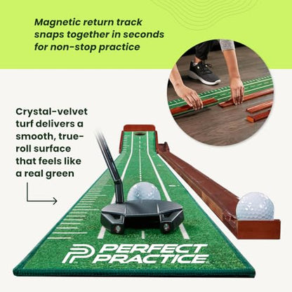 Perfect Practice Putting Mat – Indoor Putting Green for Home & Office – Golf Training Aid for Putting Practice – Premium Golf Putting Mat with Realistic Turf – Golf Gifts for Men - style: Small (8')