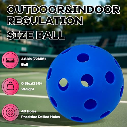 6 -Pack Pickleball Balls, 26 Holes Outdoor Pickleballs, High Elasticity & Durable Pickle Balls for All Style Pickleball Paddles Indoor Pickleballs - color: Deep Blue, style: 6 - Pack