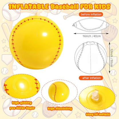 Sosation 8 Pcs Inflatable Sports Balls 16 Inch Inflatable Beach Ball Blow up Sports Party Decorations Swimming Pool Summer Pool Toys for Indoor Outdoor Beach (Baseball) - style: Baseball
