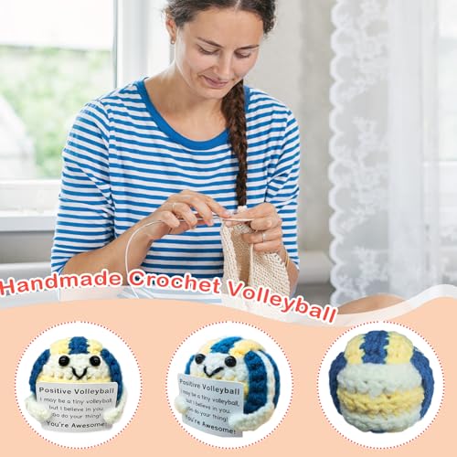Mini Volleyball Ball Birthday Gifts for Men Women Volleyball Players,Funny Crochet Gifts for Volleyballs Lovers, Emotional Support Crochet - color: Volleyball
