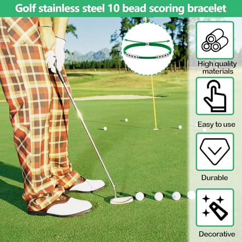 Stroke Counter for Your Golf – Golf Stroke Counter Bracelet with 10 Beads, Golf Counter Bracelet for Women & Men, Adjustable Score Keeper Wristband for Rounds and Practice