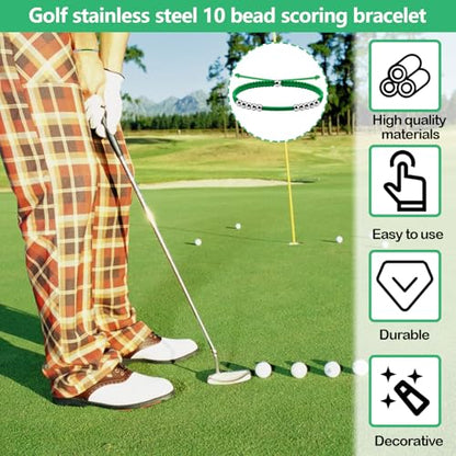 Stroke Counter for Your Golf – Golf Stroke Counter Bracelet with 10 Beads, Golf Counter Bracelet for Women & Men, Adjustable Score Keeper Wristband for Rounds and Practice