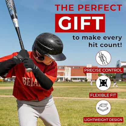 HANDLANDY Baseball Batting Gloves for Adult Youth, Grip Breathable Softball Batting Gloves Fit Men Kids Boys Girls - color: Dark Black-Kids, size: Kids Medium