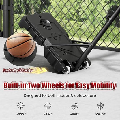 soges Portable Basketball Hoop with Wheels, Outdoor 5.25-6.9 FT Height Adjustable Goal System w/Enlarged Fillable Base, for Teens Youth Adults in Backyard/Driveway/Indoor