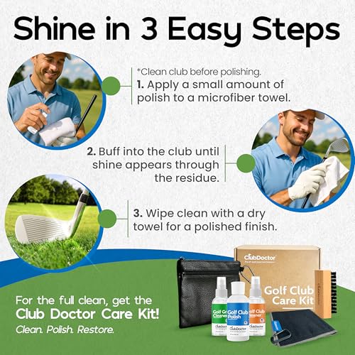 Club Doctor Golf Club Polish, Made in USA for Golfers, Restores, Shines, Polishes - Works on Drivers, Irons, Putters, Woods