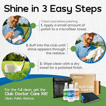 Club Doctor Golf Club Polish, Made in USA for Golfers, Restores, Shines, Polishes - Works on Drivers, Irons, Putters, Woods