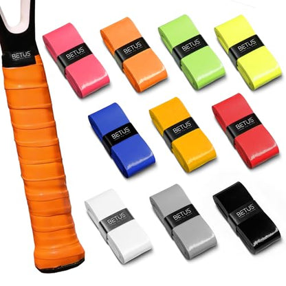 Betus Tennis Overgrip 10 Pack, PU Racket Grip Tape, Smooth Tacky Surface, Non Slip Comfortable Feel, Colorful Replacement Grips for Tennis Badminton Squash Pickleball Paddle, Durable Handle Wrap