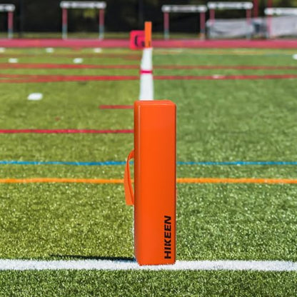 Hikeen 4PCS Football Pylons, Set of 4 Orange Football Yard Markers – 4.4lb Sand-Weighted Football Field & Flag Football Accessories, Durable Soft Sports Cones with Carry Handles for Field Goal Post