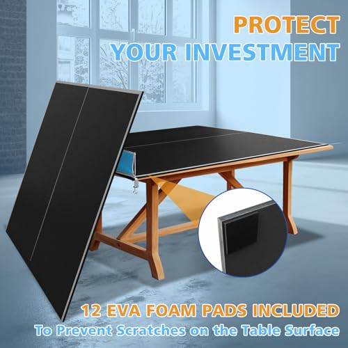 Foldable Ping Pong Table Top for Billiard Table, 6FT/7FT/8FT/9FT Table Tennis Table Topper for Pool Table, Indoor Outdoor Portable Table Tennis Conversion Top w/Net & Foam Padding