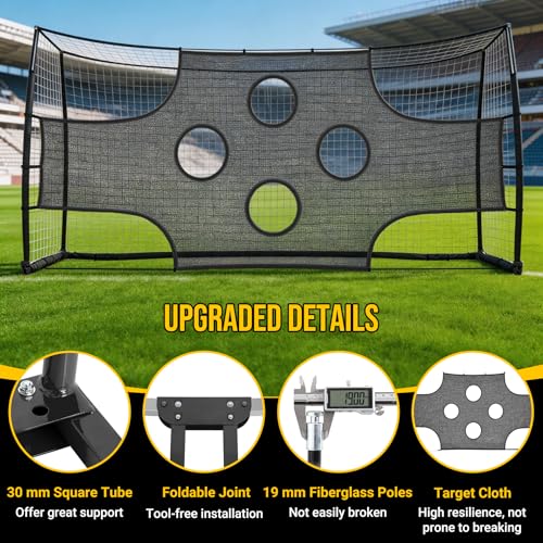 Soccer Goal with Precision Target, 12x6 ft/ 16x7 ft Soccer Net with Carry Bag & Ground Stakes, Quick Setup, Portable Soccer Goal for Youth Adults Practice, Games, Skill Improvement