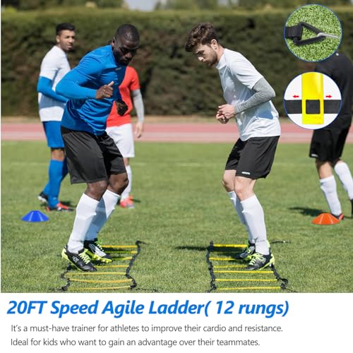 Haootadiy Soccer Agility Training Poles Equipment |Adjustable Soccer Equipment for Training Includes 6 Flexible Agility Poles