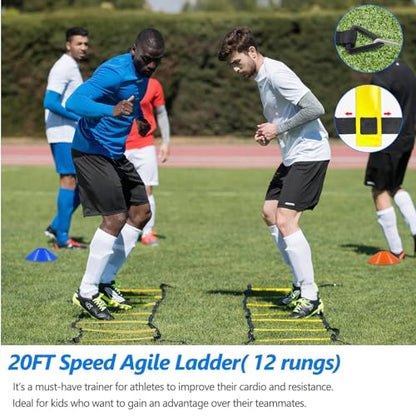 Haootadiy Soccer Agility Training Poles Equipment |Adjustable Soccer Equipment for Training Includes 6 Flexible Agility Poles
