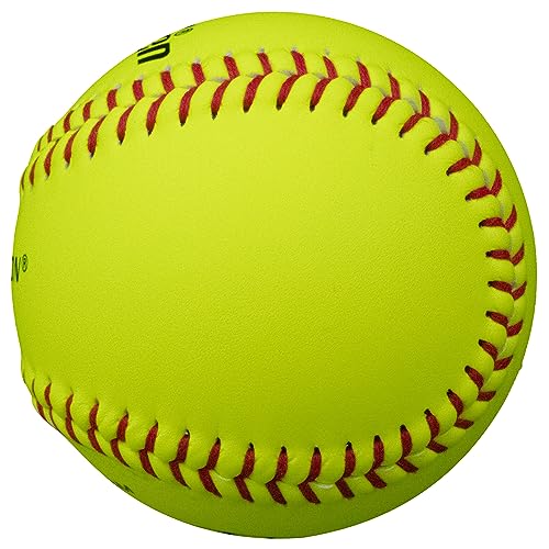 Baden Perfection Game Fastpitch Softballs | 12" Ball | Yellow Pro Leather Softballs for Fastpitch Play | One Dozen