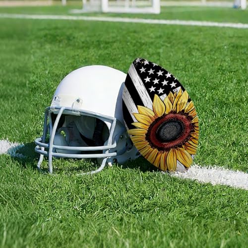 American Football, Official Size 11.9 x 7.3 Inch, Premium Composite Leather High-Grip Ball with Pro-Style Lacing, Unique Prints for Training, Games & Gifts - color: Sunflower Flag