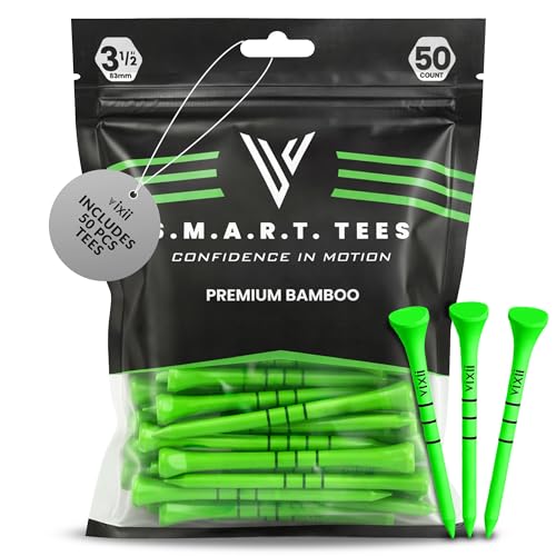 S.M.A.R.T Bamboo Golf Tees-Durable & Reliable Golf Tees for Women 50Pcs, 3 Marking Options (1.25" 1.5" 1.7"),Reduced Ball Spin Less Friction & Height Markers for Perfect Trajectory - color: Green