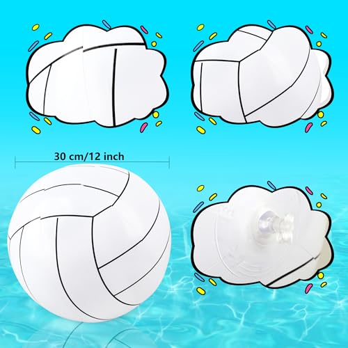 16 Pack 12 Inch Inflatable Volleyball Ball Blow Up Sport Beach Ball Sport Volleyball Swimming for Summer Parties Games Outdoor Toys