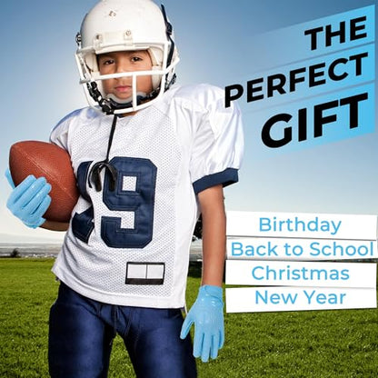 HANDLANDY Youth Football Gloves, Kids Sticky Receiver Gloves,Super Grip Football Glove Best Gift for Boys,Girls - color: Light Blue, size: X-Small-Youth