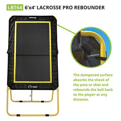 Champion Sports Deluxe Lacrosse Target: Ball Return Bounce Back Net Set for Professional, College and Grade School Training & Drills - style: Deluxe XL Rebounder (4' x 6')
