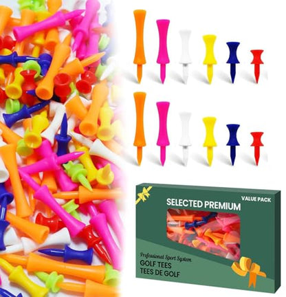 Amy Sport Golf Tees Step Down Plastic Unbreakable 50 Pack Reusable Bulk Professional Height Control Castle Tee for Practice
