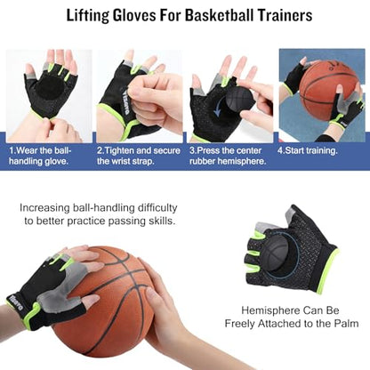 Upgraded Basketball Dribble Trainer Gloves for Kids Youth Adults, Dual-Thickness Pads to Maximize Training Efficiency, Dribbling Basketball Trainer Hand Grip Control Gifts - size: Adult