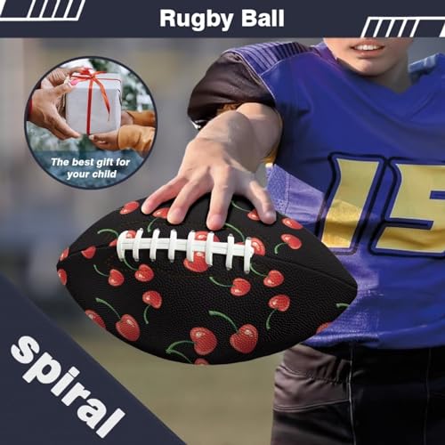 SYtrade Recreational Football Game Footballs PU Composite Leather Footballs for Training Indoor Outdoor - color: Red Cherry Black