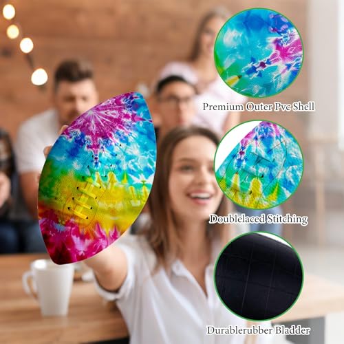 American Football, Official Size 11.9 x 7.3 Inch, Premium Composite Leather High-Grip Ball with Pro-Style Lacing, Unique Prints for Training, Games & Gifts - color: Rainbow