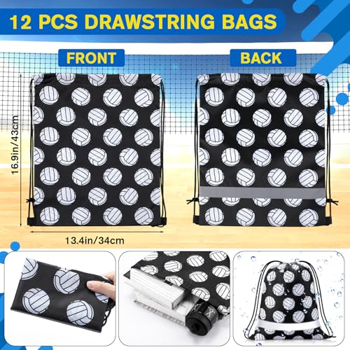 Saintrygo 12 Pcs String Bags Drawstring Back Sack with Reflective Stripe String Bags for Yoga Dance Swimming (Volleyball) - style: Volleyball