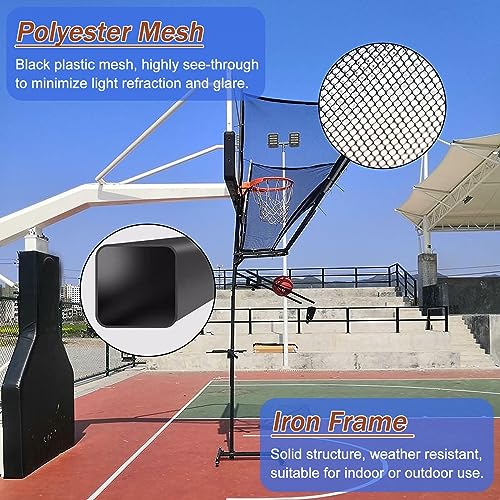 Movable Automatic Basketball Net Rebounder, 180° Rotating Shooting Practice Attachment Return Net - Adjustable Height, for Traditional Pole & Wall Mounted Hoops, Indoor Outdoor