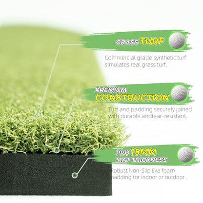 Golf Hitting Mat Indoor Outdoor, 5 * 4ft Thickened Golf Practice Mat with 3 Turfs for Backyard Swing,Driving Chipping Training