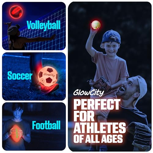 GlowCity Premium Leather LED Rechargeable Light-Up Baseball - Illuminate the Game - Nighttime Fun and Play - Sports Stuff & Gadgets for Kids Age 8 Years Old and Up - Catch Only