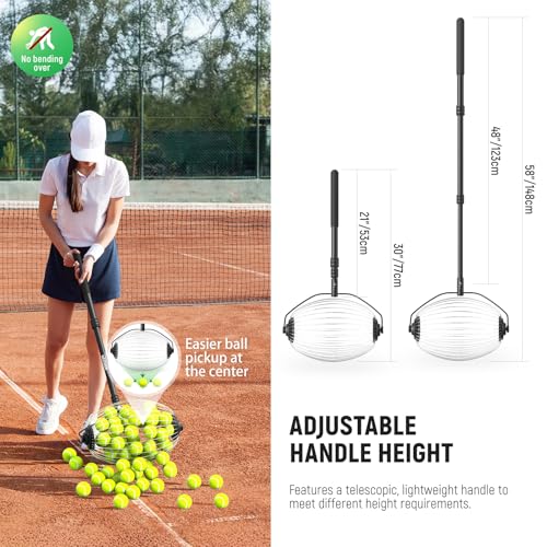 NEEWER Tennis Ball Pickleball Collector Roller, No Bending Over Quick Rolling Picker for Up to 40 Tennis Balls - style: TB01S w/Bag