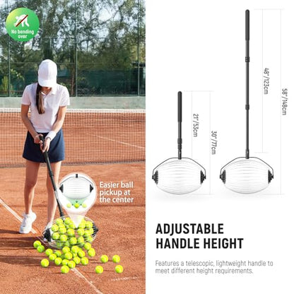 NEEWER Tennis Ball Pickleball Collector Roller, No Bending Over Quick Rolling Picker for Up to 40 Tennis Balls - style: TB01S w/Bag