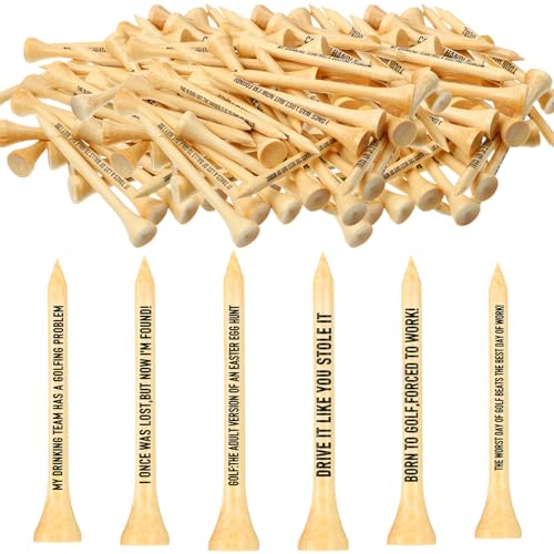 Hollowfly Father's Day Wood Golf Tees Bulk for Men 2-3/4 Inch Wooden Golf Tees Funny Birthday Gag Gifts for Men Grandpa Husband Lovers, 10 Style