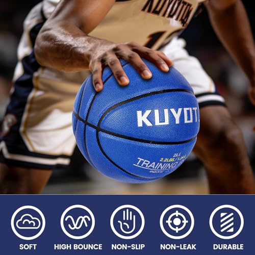 KUYOTQ 3LBS/3.3LBS/2.2LBS Weighted Heavy Training Basketball 29.5/28.5" in and Outdoor Improving Handling Dribbling Passing Rebounding Skill Composite Size 7/6 Weighted Training Basketball Equipment - color: Blue Weighted Basketball 3.0LBS/1.3KG, size: Si