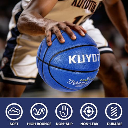 KUYOTQ 3LBS/3.3LBS/2.2LBS Weighted Heavy Training Basketball 29.5/28.5" in and Outdoor Improving Handling Dribbling Passing Rebounding Skill Composite Size 7/6 Weighted Training Basketball Equipment - color: Blue Weighted Basketball 3.0LBS/1.3KG, size: Si