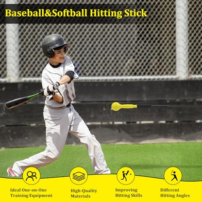 Baseball Hitting Stick,Batting Practice Equipment for Baseball and Softball,Extended Handlebar with Grip Strap,Ideal One-on-One Baseball Training Equipment - style: Softball & Baseball Swing Trainer
