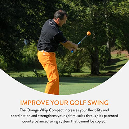 Orange Whip Golf Swing Trainer Aid Patented & Made in USA for Improved Rhythm, Flexibility, Balance, Tempo, and Strength *American Made* - style: Compact - 35.5"