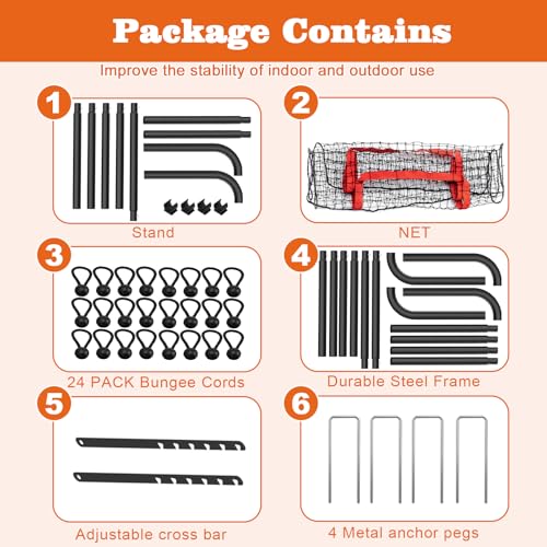 Adjustable Volleyball Rebounder Net 7x4 FT, Steel Frame & High-Tension PE Netting, Durable & Portable Volleyball Training Equipment Practice for Improving Volleying, Bumping, Spiking Skills