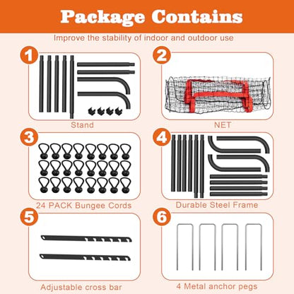 Adjustable Volleyball Rebounder Net 7x4 FT, Steel Frame & High-Tension PE Netting, Durable & Portable Volleyball Training Equipment Practice for Improving Volleying, Bumping, Spiking Skills