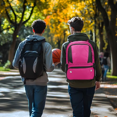 YOREPEK Basketball Backpack, Lightweight Basketball Bag with Ball Holder & Shoes Compartment, Sports Backpack Training Equipment Fit Soccer Volleyball Football - color: Pink
