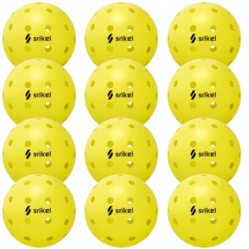 Pickleball Balls-USAPA Approved Outdoor/Indoor Pickleballs,Seamless Roto-Molded Design for Durability,Crack-Resistant 40-Hole Pickle Ball for Beginner Intermediate Pro Player,6/12/36/50/100Pack - color: Outdoor - Yellow, size: 12 Count