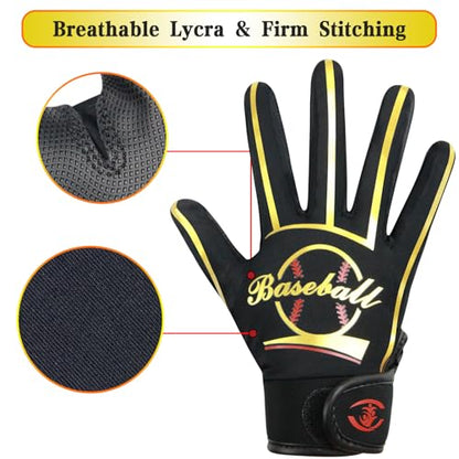 Classic Youth Baseball Batting Gloves - Extra Grip, Enhanced Optimal, Shock Absorption, Breathable and Stretchy Softball Glove, Ideal Gift for Kids, Boys, Girls - size: X-Small-Small