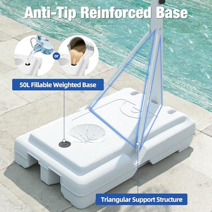 Swimming Pool Basketball Hoop with Shatterproof Backboard, Height Adjustable Basketball Hoop for Pool (3-4 FT) with 50L Fillable Base, Portable Poolside Basketball Hoop Set with Ball & Air Pump