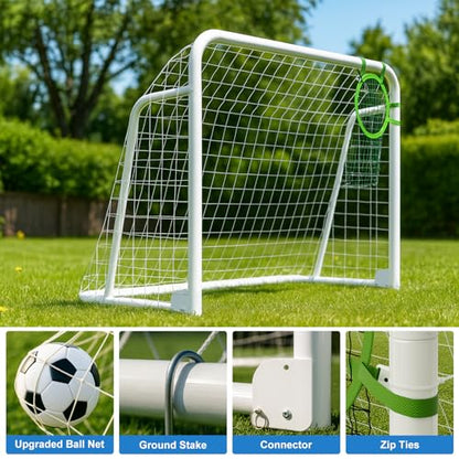 MOPHOTO Soccer Goal, 6X4/8x6/10x6.5/12x6/16x7/18.5x6.5/21x7/24x8ft Soccer Goals for Backyard, Full Size Soccer Goal for Teens & Adults Training - size: 6x4FT, style: Alloy Steel-Foldable