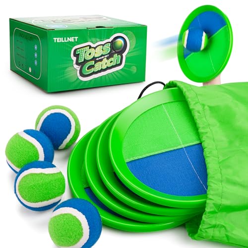 Toss and Catch Ball Set Upgraded - Kids Toys Beach Toys Baseball Games - Sturdy & Water-Resistant Great for Outdoor Pool Yard Games - Classic Gift for Boys Girls 3 4 5 6 7 8 9 10 11 12+ Years Old - color: Blue, size: 4 Paddles 4 Balls
